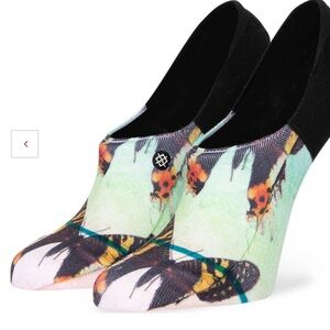 Stance Casual No Show Height Light Cushion Aflutter Black Butterflies Size Small